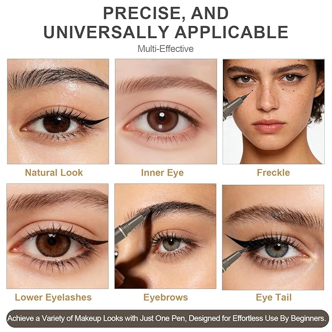 Ultra Fine Liquid Eyeliner Pencils- Slim Felt Tip for Precise Eye Lines, Waterproof, Smudge Proof & Quick-Drying, Winged Liner and Inner Corner. Long Lasting All Day Makeup, Smooth & Lightweight