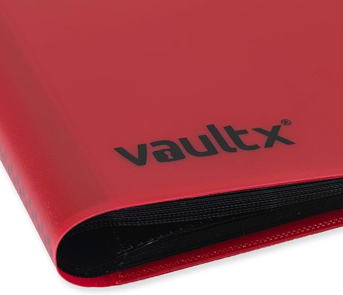Vault X 4 Pocket Standard Strap Binder, Holds 160 Trading Cards in 20 Side-Loading Pages (Red)
