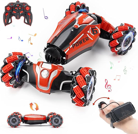 YEMIAI Gesture Sensing RC Stunt car, 4WD Drive Watch Remote-Controlled Vehicle, Bidirectional Drifting Off-Road Vehicle with Music and Lights Toys for Boys,Presents for Kids 4-12 Old