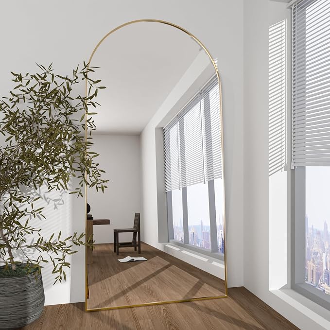 Arched Floor Mirror 76"x34" Gold Arch Full Length Mirror with Stand Large Wall Mirrors Full Body Mirror Standing Hanging or Leaning Against Wall for Bedroom Entry, Bedroom, Living Room