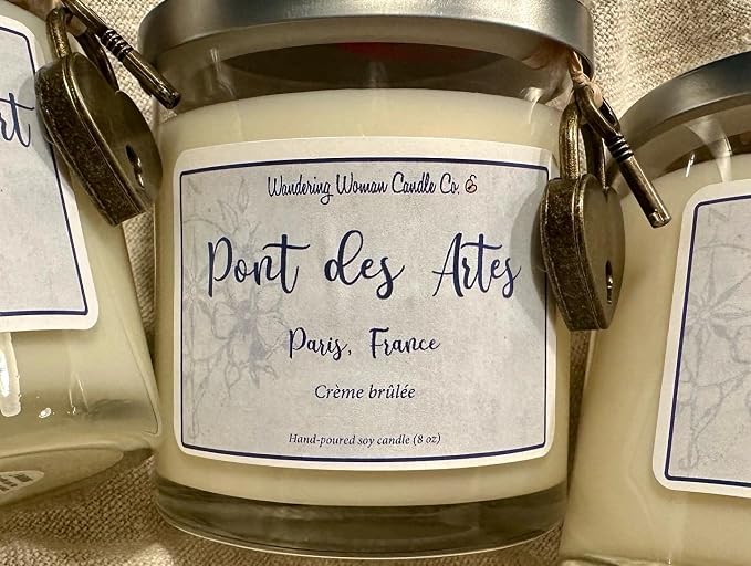Wandering Woman Candle Company 8 oz Soy Wax Candle (Pont des Artes, Paris: Creme Brulee)