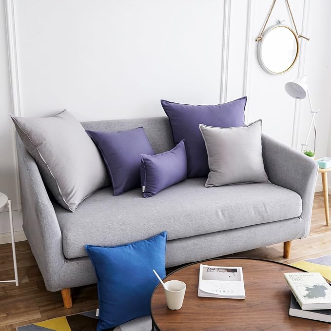 Jeanerlor Solid Cotton Linen Decoration Toss Throw Pillow Sham Cushion Case Special Pillow Cover Delicate Decorative Pillowcase for Children Kid Baby, 18"x18"(45 x 45cm), Silver Grey