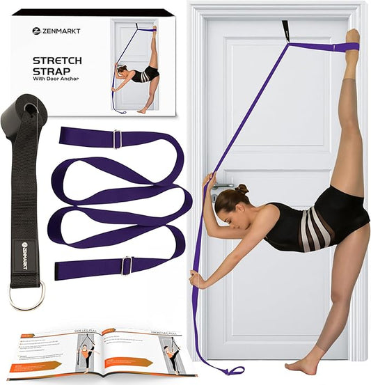Stretching Strap With Door Anchor - Stretching Equipment to Improve Legs Flexibility - Splits Trainer For Home Ideal In Ballet, Dance, Cheerleading, Taekwondo, Yoga, Pole Dancing & Gymnastics
