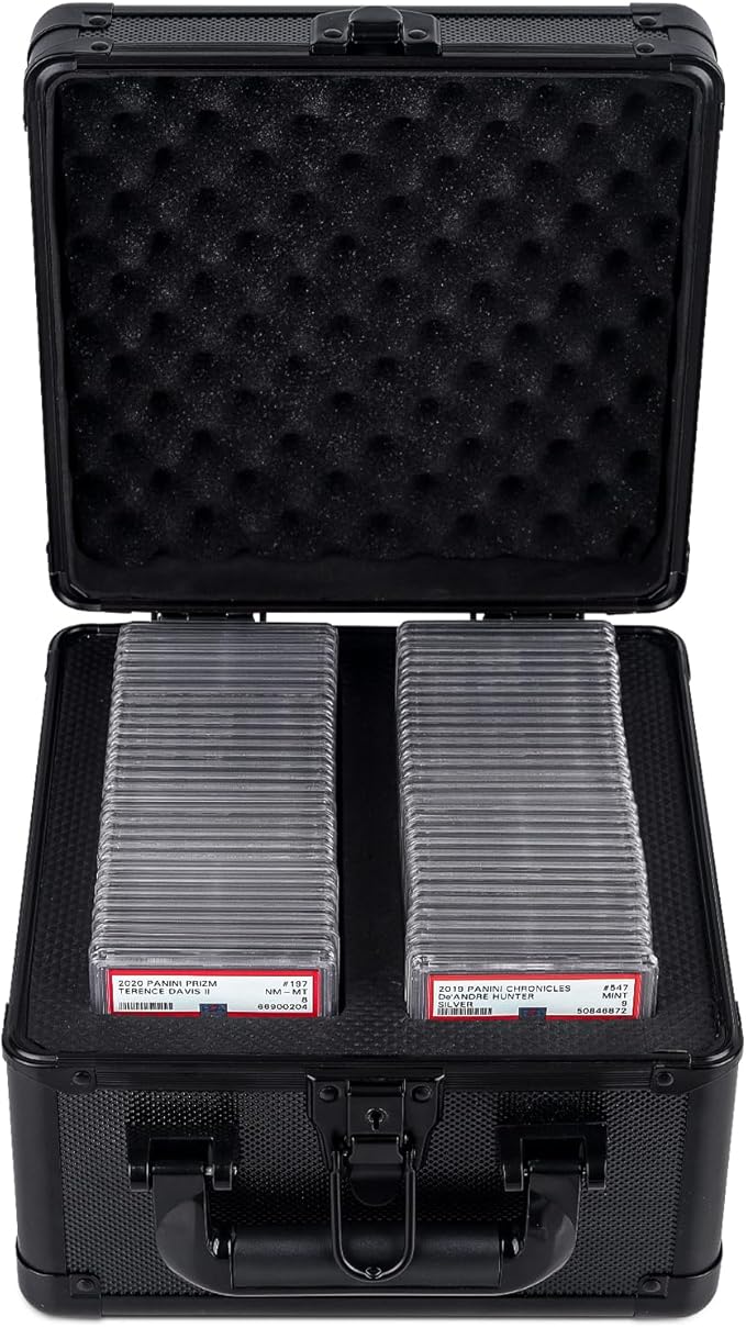KAGSWAMO Graded Card Storage Box, Holds 60+ PSA Slab Card Case for Graded Cards Sports Cards, Baseball Trading Card Case Holder Fits PSA, CSG, BGS and Top Loaders