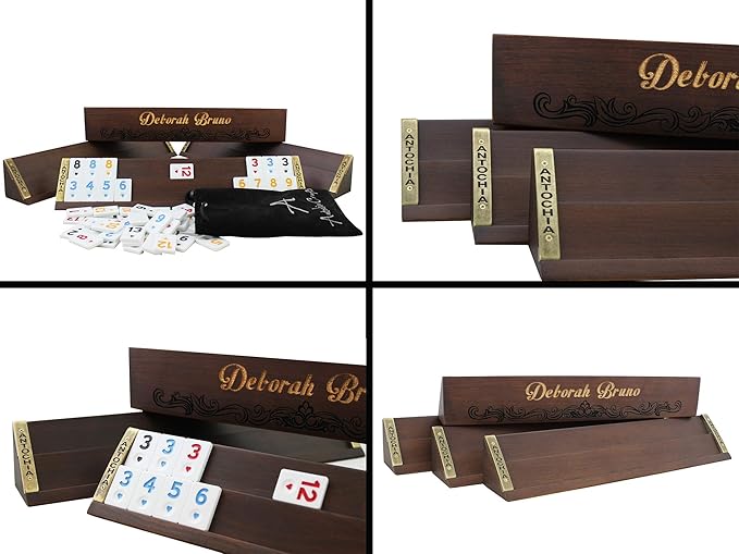 Personalized Rummy Game Complete Set - Wooden Custom Rummy Racks and Tiles