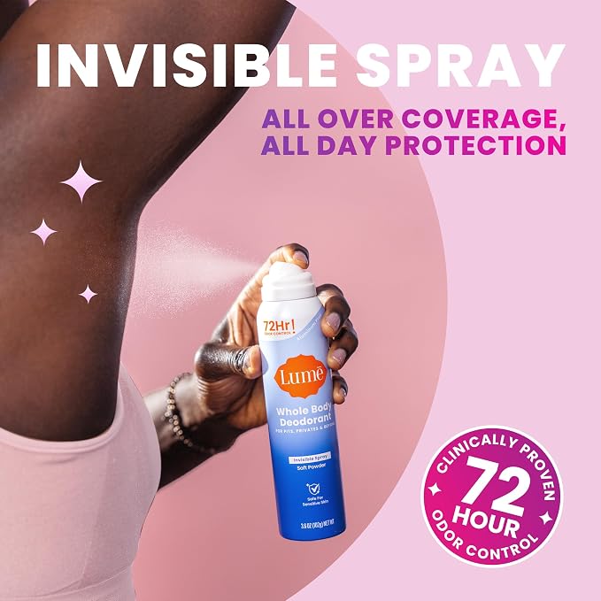 Lume Invisible Spray Deodorant For Women - Whole Body Deodorant Spray - 72 Hr Odor Control - Ozone Friendly, Natural Propellant - Baking Soda & Aluminum Free - Skin Loving, Full Body - Toasted Coconut