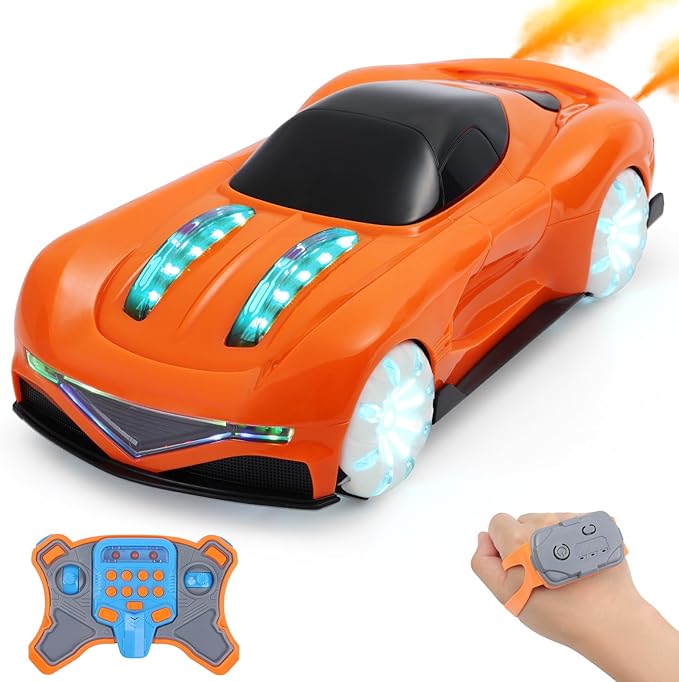 Remote Control Car for Boys Ages 6-12 – 4WD Gesture Sensing RC Stunt Car with 360° Rotation, LED Lights, Spray & Music – Cool Toy for Kids 7 8 9 10 11 Years Old – Best Christmas & Birthday Gift