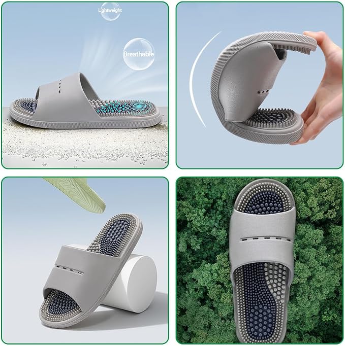 Acupressure Massage Slippers Acupressure Foot Massager Shoes Reflexology Sandals Gift for Men Women Reduce Feet Neuropathy Pain Relief and Tension (Pink,US Women 6.5-7.5/Men 5-6)