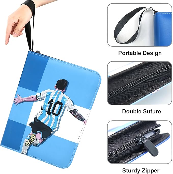 400 Pockets Soccer Card Binder for Soccer Cards 2025 2026,Portable Waterproof Storage Bag with Removable Sleeves for Topps Sports Cards Collectors