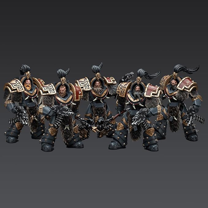 JOYTOY 1/18 Warhammer Space Wolves Varagyr Wolf Guard Squad Terminator 1-4 and Thegn 5PCS Collection Model 5.59 inch Birthday Gift