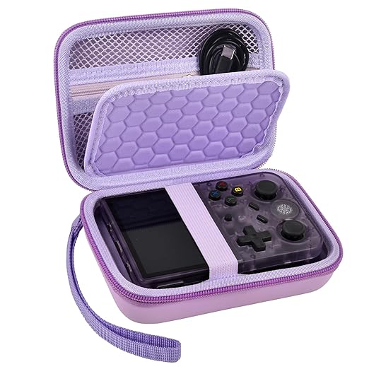 PAIYULE Travel Case Compatible with RG353V/ RG353VS/ R36S Retro Handheld Game Console, Handheld Emulator Storage Holder Organizer, Android Game Console Carrying Bag (Box Only) (Purple)