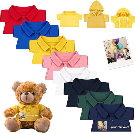 Custom Teddy Bear Clothes with Name Photo, Personalized Stuffed Animal Clothing Fit 8-16inch Stuffed Bear Clothing, Personalized Doll Clothes Make Your Own Plush Doll Shirt