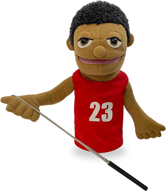 16"Puppets Entriloquist Pupp et,Hand Puppets for Kids Plush Sportsman Puppets for Adults with Removable Mouth Puppet for Kids Ages 4-8，Hand Pu ppet for Adults with Scalable Puppet Control Rod