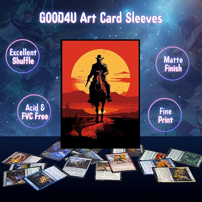 MTG Card Sleeves, Ultra Clear Front & Matte Finish Back, 100 Count Standard Size Matte Art Sleeve for Magic The Gathering (Lone Ranger)