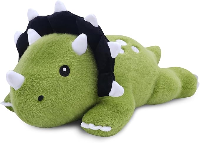 SQEQE Weighted Triceratops Dinosaur Plush, Weighted Stuffed Animal Dinosaur for Comforting Hugs, Soft Plushie Toy Pillow Gift for Kids, Valentines Birthday Decoration 13.8 Inch, 1.7 Lb