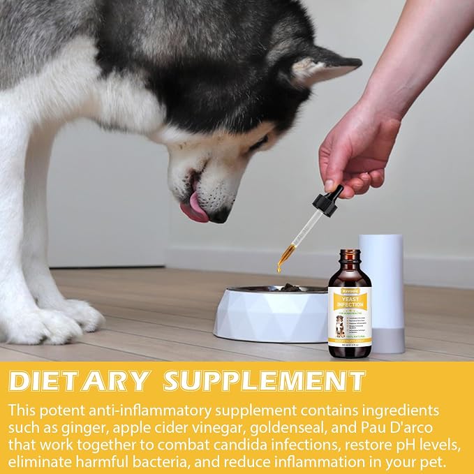 Yeast Infection Treatment for Dogs, Xsvseie Dog Ear Infection Treatment Natural Yeast Treatment Drops for Dogs,Dog Herbal Supplement Soothing Irritation & Itching Discomfort for All Breeds & Size