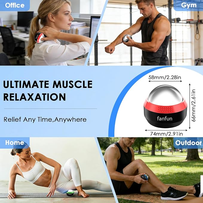 Massage Ice Roller Ball - Cold & Heat Therapy Roller for Deep Tissue Massage Pain Relief, Plantar Fasciitis Roller (Black & Red)