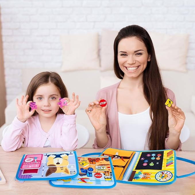 teytoy Toddler Busy Board -Montessori Toys for Kids Toddlers,Sensory Toys Educational Activity Board for Preschool Learning Fine Motor Skills,Boys Girls Travel Toys Gifts Busy Book