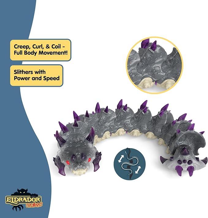 Schleich Eldrador Creatures - Big, 10" Shadow Worm. Cool Movable Action Figure for Boys and Girls. Fun, Imaginative Play Figurine. Durable, Fantasy Animal Beast Monster Toys for Kids Ages 7+, 70830