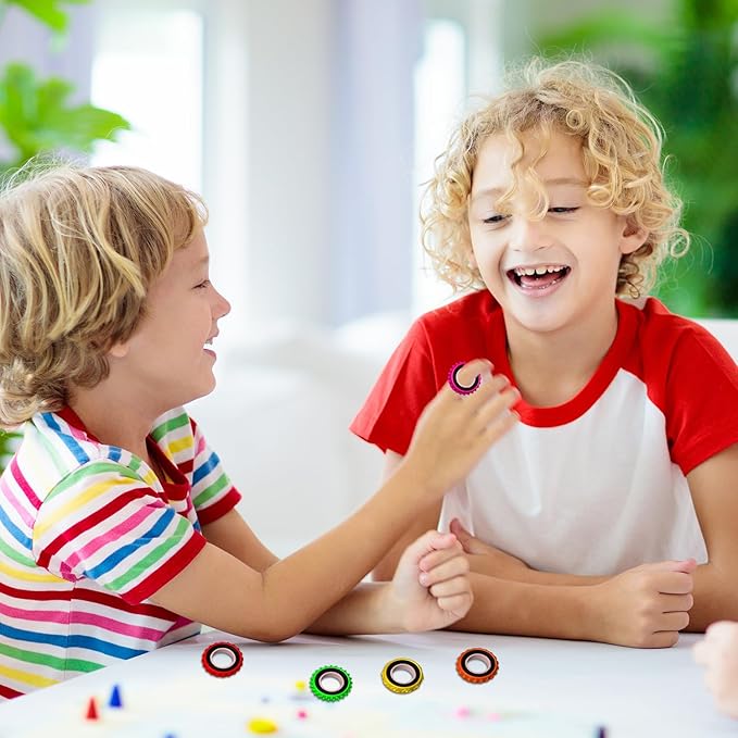Sensory Toys Fidget Rings for Kids,Finger Spinner Rings,Texture Stress Toys for Kids Autism Calming,Quiet Desk Fidgets for Classroom Anxiety Office for Teens,Pain Stim Stress Relief Sensory Rings (24)