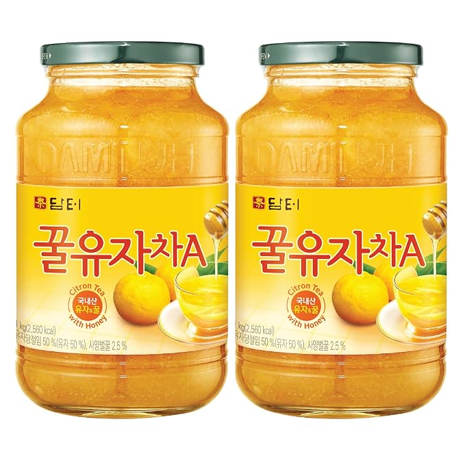 Damtuh Korean Honey Citron Tea Yuja Preserves – Natural Sweetness, No Artificial Additives, Perfect for Tea, Jam, or Salad Dressing – 2.2lb, 1000g(Pack of 2)