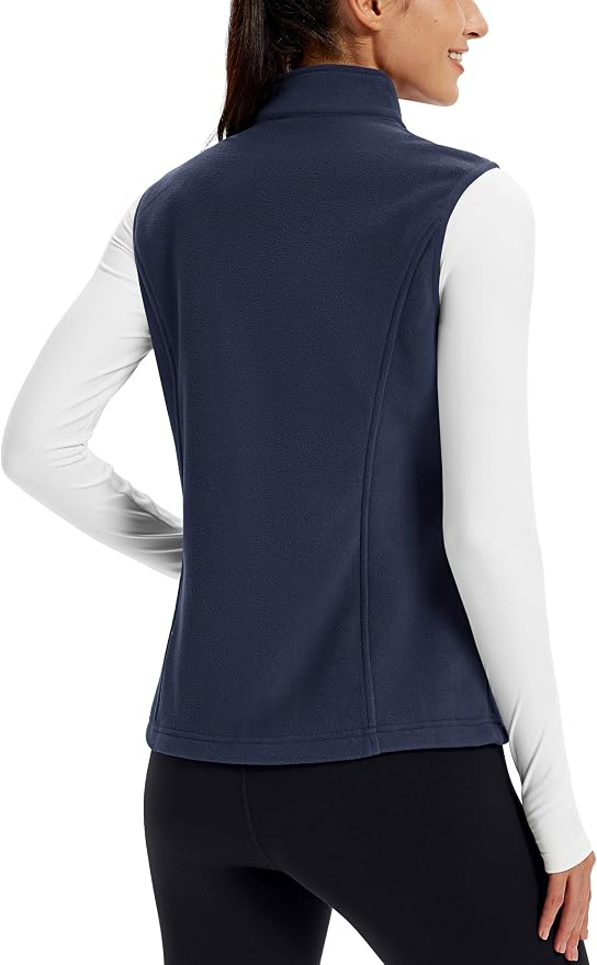 TACVASEN Women's Fleece Vest Lightweight Sleeveless Zip Jacket Outerwear | Soft Polar,Zipper Pockets,Stand Collar,Fall Winter Warm,Outdoor,Athletic,Running,Hiking,Travelling,Golf,Work