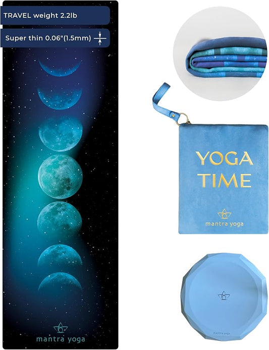 Mantra Yoga Travel PRO 1.5mm with Knee Pad - Foldable Fitness & Exercise Mat with Bag | Lightweight, Compact & Eco-Friendly | Non-Slip & Washable | For All Types of Yoga | 72" L x 24" W | 2.6 lbs