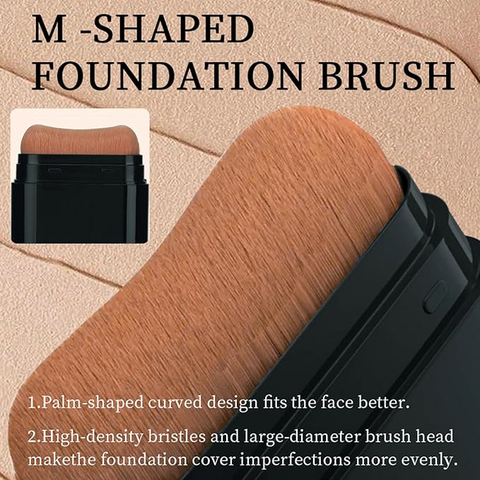 Foundation Stick, 2 in 1 Dual-Ended Long-Lasting Concealer Korean Foundation Contour Stick, Waterproof Contouring foundation with Brush, Full Coverage Matte Finish for Face Makeup(03#LIGHT SKIN)