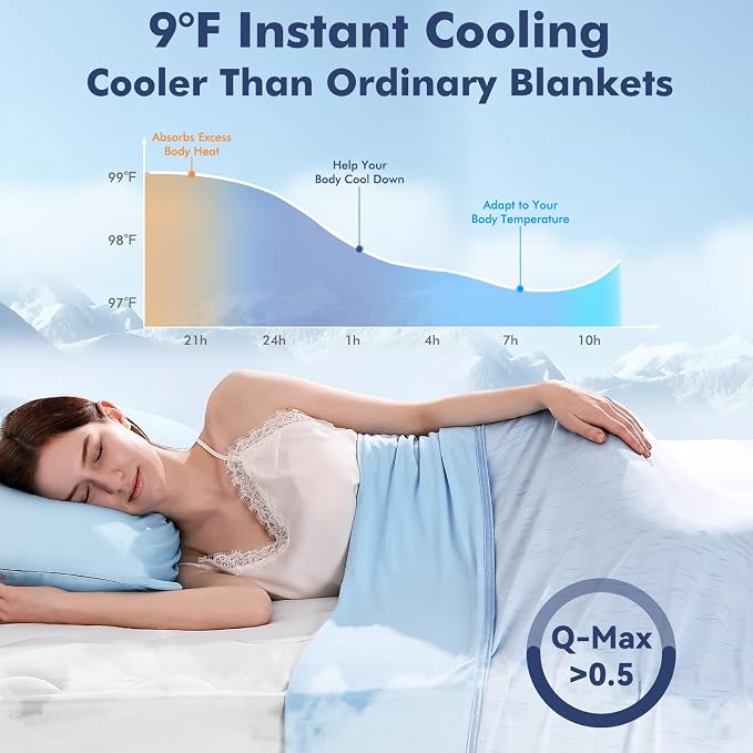 Elegear Double-Sided Arc-Chill® 3.0 Cooling Blanket for Hot Sleepers, King | Q-Max>0.5 Cooling Fabric, Absorbs Heat to Keep Body Cool, Lightweight Summer Blankets for Night Sweats & Menopause, 108"x90"
