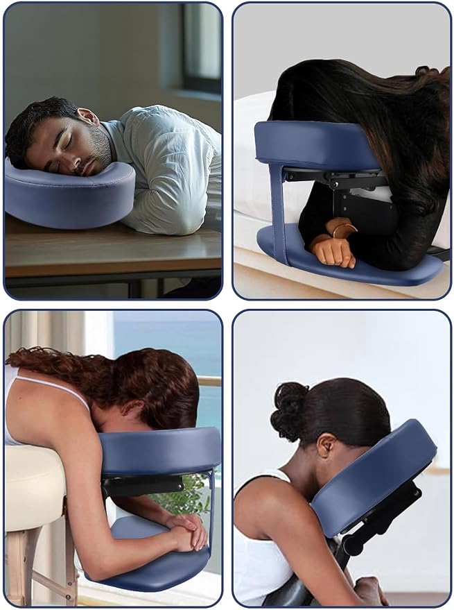 EBANKU Mattress Top Massage Kit, Adjustable Headrest Face Cradle Cushion, Face Down Pillow with Massage Table Arm Rest for Bed at Home(Blue)