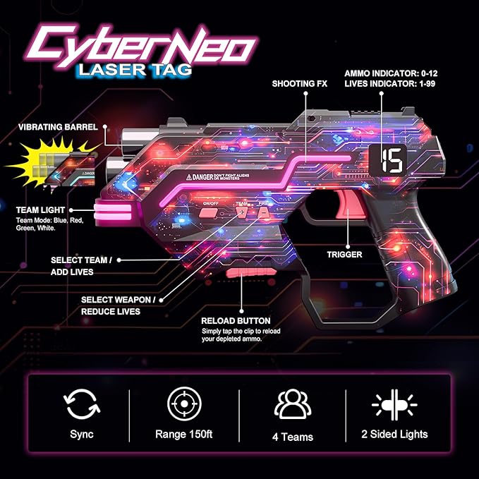 Laser Tag Guns Set of 2: LED Vest Setting | Dynamic Barrel | Fun Ideas Age 8+ Year Old Toys | Lazer Game Teen Boys & Girls Outdoor Activity | Gift for Kids, Teens & Adults