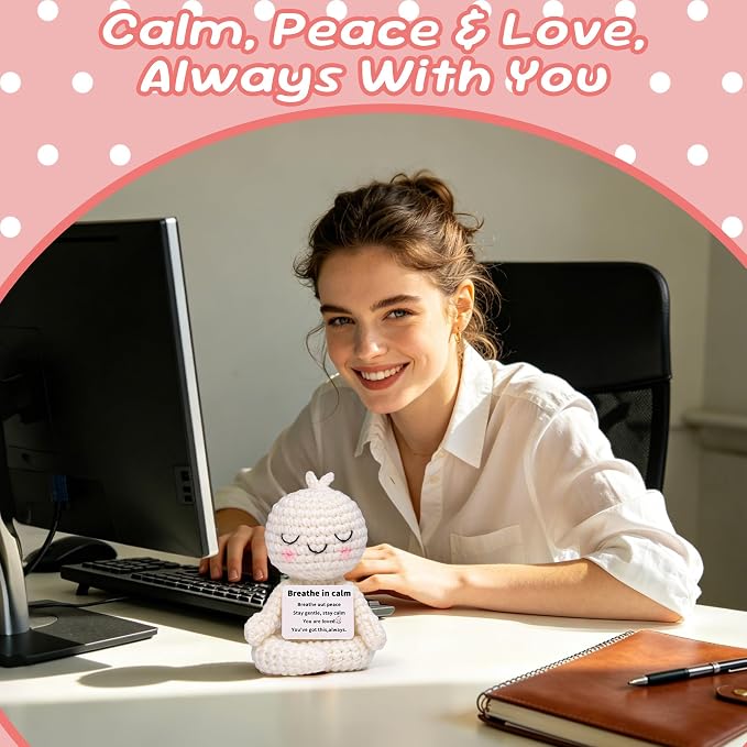 Meditation Gifts for Women Girls- Mini Yoga Crochet Emotional Support Relaxation Gifts for Women,Mindfulness Calm Your Mind for Stress & Anxiety Relief Wellness Gift for Friends, Therapist Zen Decor