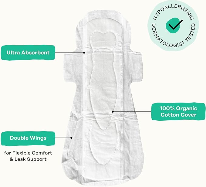 The Honey Pot Company - 64ct - Herbal Pads for Women - Organic Incontinence Overnight w/Wings - Infused w/Essential Oils for Cooling Effect - Postpartum Essentials - Feminine Care