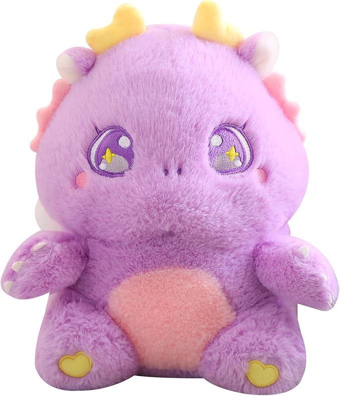 MUPI Cute Dragon Plush Toy Kawaii Stuffed Animals Soft Dinosaur Plush Pillows for Girls Boys Kids Adults, Purple (11 Inch)