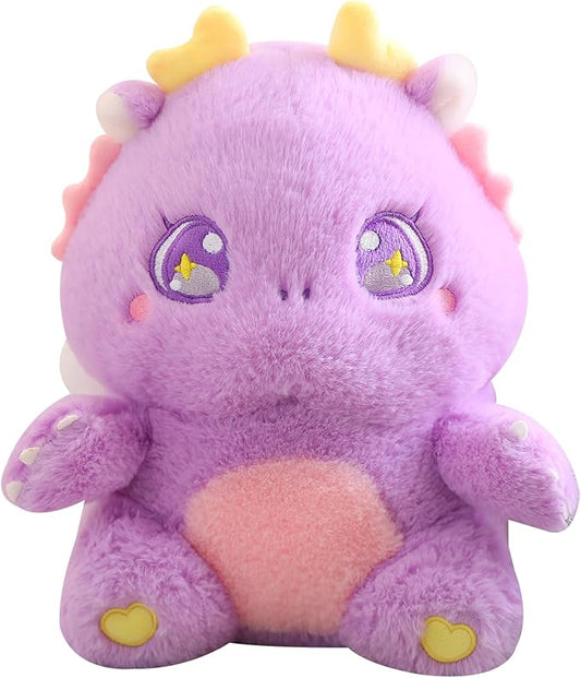MUPI Cute Dragon Plush Toy Kawaii Stuffed Animals Soft Dinosaur Plush Pillows for Girls Boys Kids Adults, Purple (11 Inch)