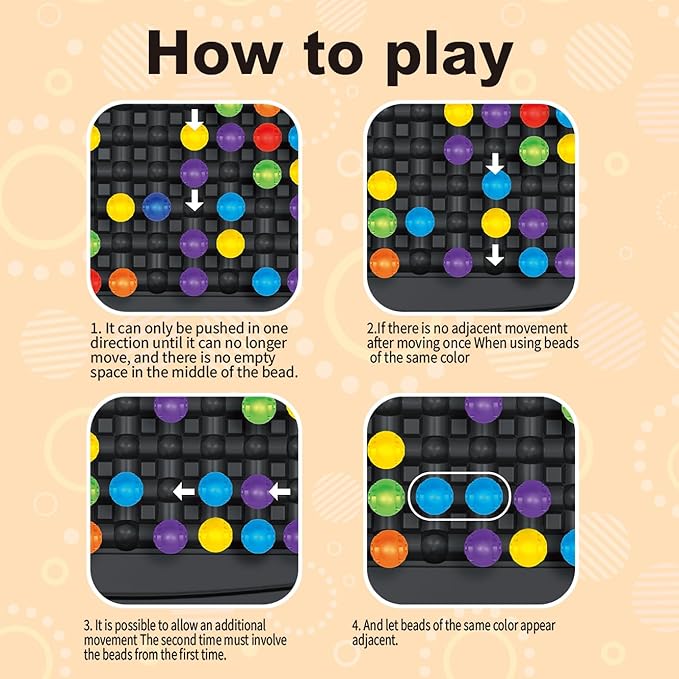 Happy Puzzle Blast Board Game, 2-4 Players, 120 Colored Beads, Creative Pattern Making Game for Family