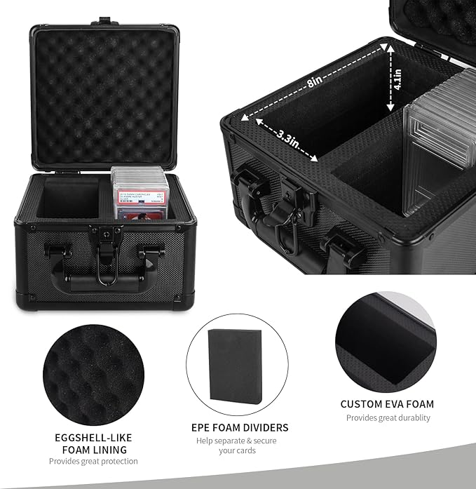 KAGSWAMO Graded Card Storage Box, Holds 60+ PSA Slab Card Case for Graded Cards Sports Cards, Baseball Trading Card Case Holder Fits PSA, CSG, BGS and Top Loaders