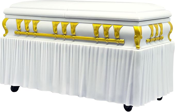 Deluxe White Casket for Wrestling Action Figures with Removable Base
