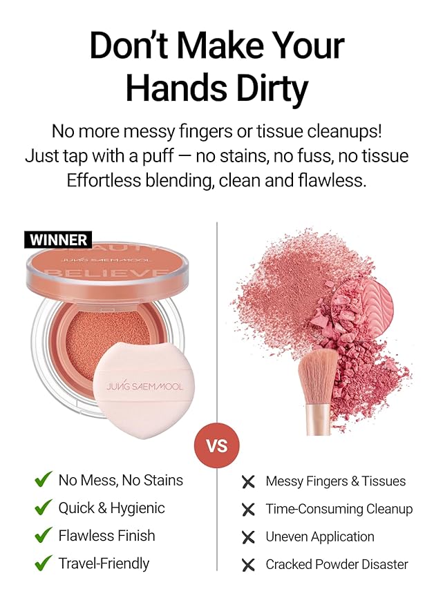 JUNG SAEM MOOL Artist Cushion Blush | Easy to Blend with Puff, Buildable Liquid Blush for Cheeks with a Dewy & Natural Finish, Korean Makeup (Coral Halo)