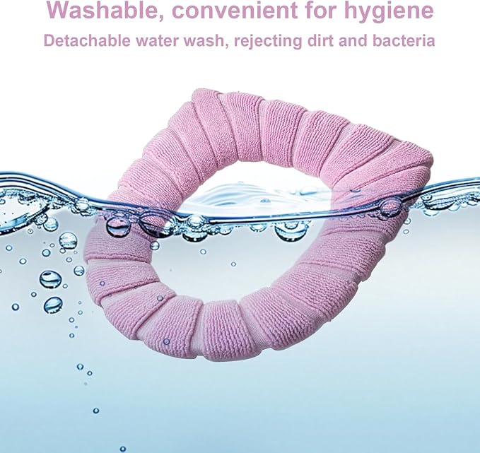 5 Pack Soft Washable Toilet Seat Covers, Thicker & Warmer Stretchable Cloth Pads for Bathroom, Cozy Pink Toilet Accessories Pink
