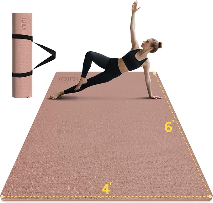 Large Yoga Mat (6'x 4')-POE 0.28''/0.32''/0.4'' Thick Fitness Mat, Eco-Friendly Exercise Mat for Home Workouts, Ideal for Yoga and Pilates