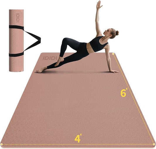 Large Yoga Mat (6'x 4')-POE 0.28''/0.32''/0.4'' Thick Fitness Mat, Eco-Friendly Exercise Mat for Home Workouts, Ideal for Yoga and Pilates