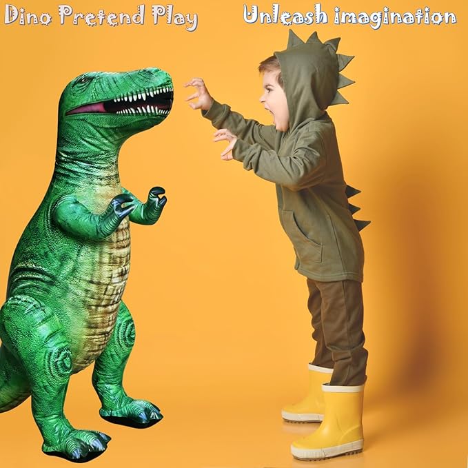 Jet Creations T-Rex Inflatable 43" Lx37 H, Ages 3+ Dinosaur Toy – Party Decoration, Pool Play, Yard Display, Jurassic Themed Photo Prop, VBS, Wild Green, 1 pc