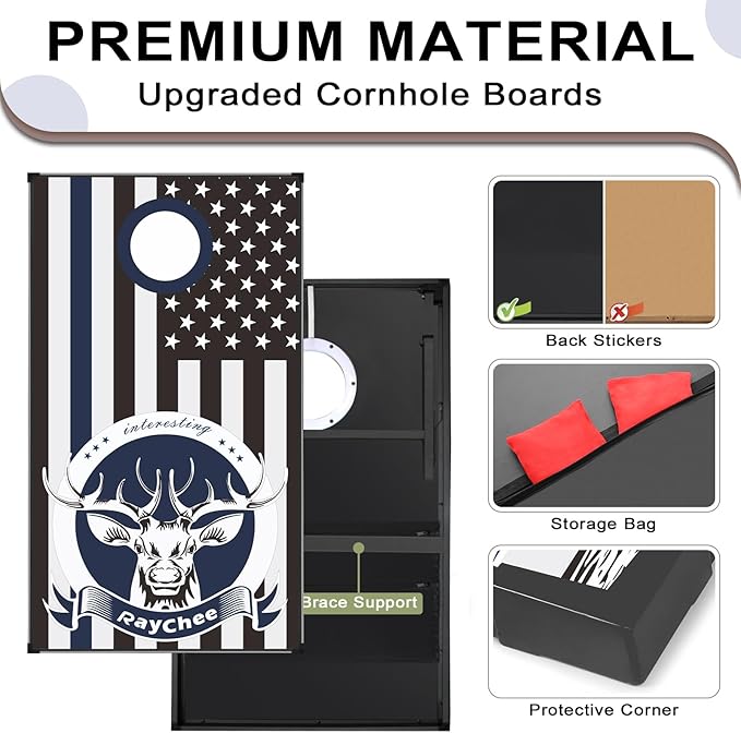 LED Cornhole Set, 3 x 2ft / 4 x2 ft Cornhole Board Game Set, Corn Hole Outdoor Game, Multi-Design with Light-Up Border, 8 Bean Bags, Carrying Case for Backyard, Beach, Lawn