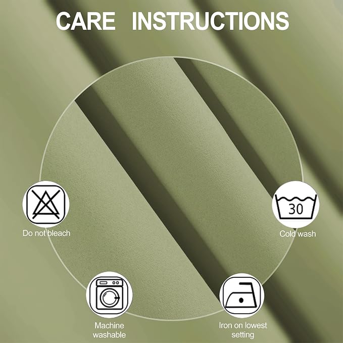 LEMOMO Sage Green Blackout Curtains 52 x 63 Inch Length/Set of 2 Curtain Panels/Thermal Insulated Room Darkening Curtains for Bedroom and Living Room
