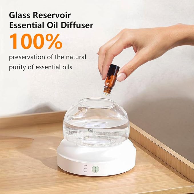 Glass Essential Oil Diffuser 200ml, 7-Color LED, for Home | Glass Diffuser,Aromatherapy Diffuser,One-Button Control, Rainbow Color Light,For Bedroom, Living Room, Office Gift
