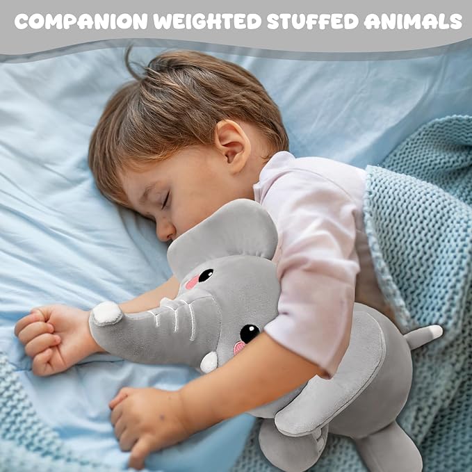 Weighted Stuffed Animals, 1.6 lbs Elephant Stuffed Animal with Weighted Beads, Cute Plush Toy Pillow Gifts for Adults Kids Boys Girls