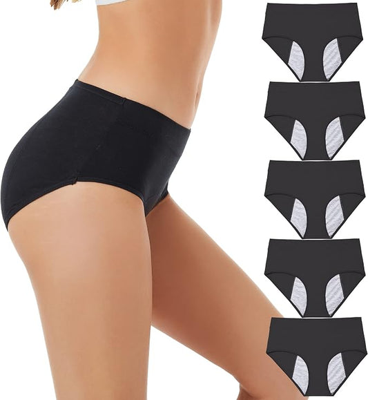 HATSURE Period Underwear for Women Leak Proof Cotton Overnight Menstrual Panties Briefs (Multipack)