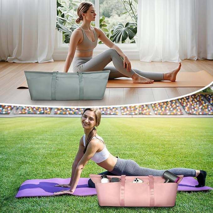 Aucuu Large Yoga Mat Bag, Yoga Mat Tote Carrier for Women Men, with Yoga Mat Holder Strap, Bottle Pocket and Wet Compartment