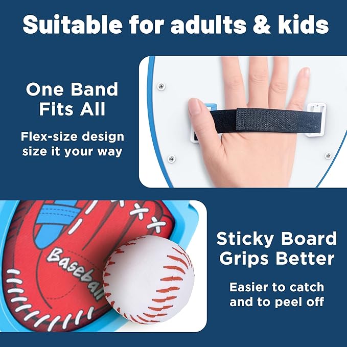iPlay, iLearn Kid Toss Catching Ball Game, Toddler Baseball Toy Set W/ 2 Training Gloves 6 Soft Balls, Sport Outdoor Play Game for Yard Camping Activity, Birthday Gift 3 4 5 6 7 8-12 Year Old Boy Girl